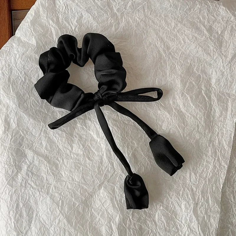 Bow Ribbon Elastic Hair Bands High Quality Floral Pendant Hair Rope Ties Girls Elegant Barrettes Headwear Women Hair Accessories