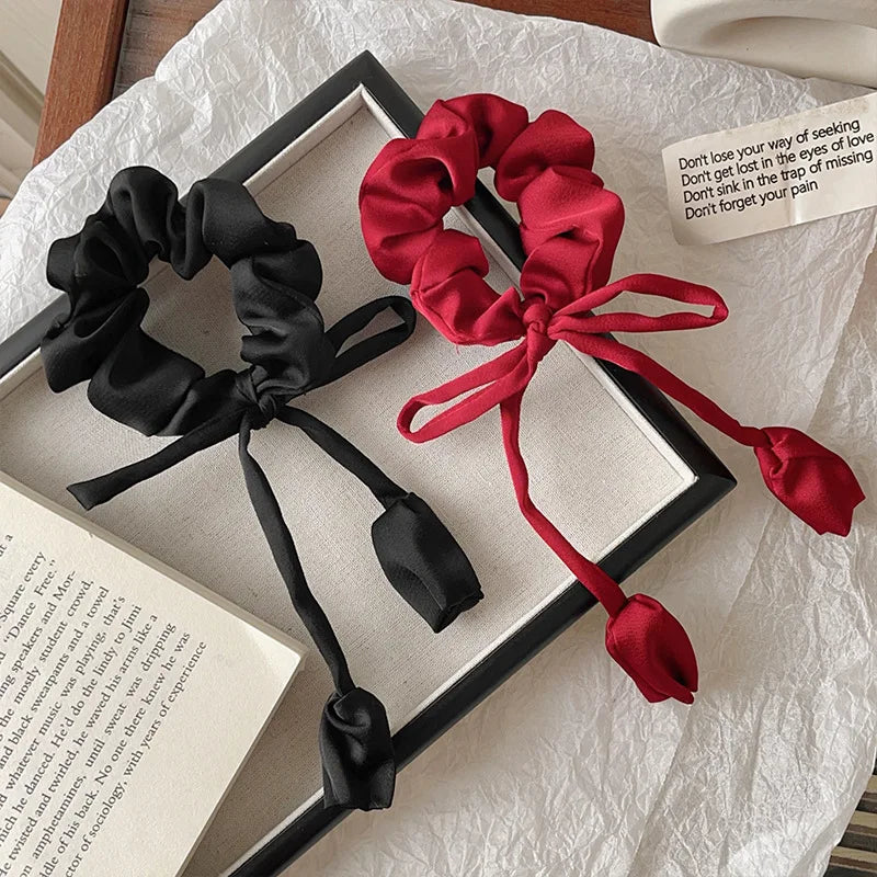 Bow Ribbon Elastic Hair Bands High Quality Floral Pendant Hair Rope Ties Girls Elegant Barrettes Headwear Women Hair Accessories